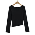 One neck slanted shoulder, off shoulder elastic slim fit top